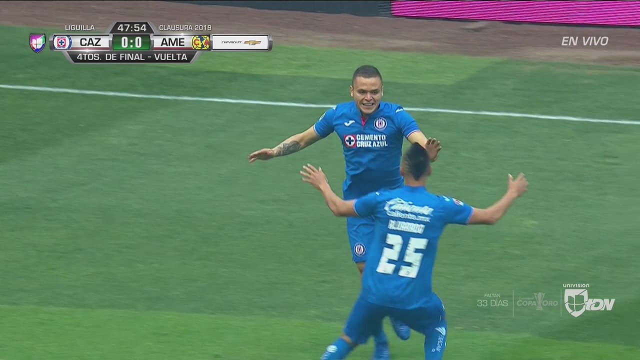 ¡Al fin! Jonathan Rodríguez marca el 1-0 para Cruz Azul