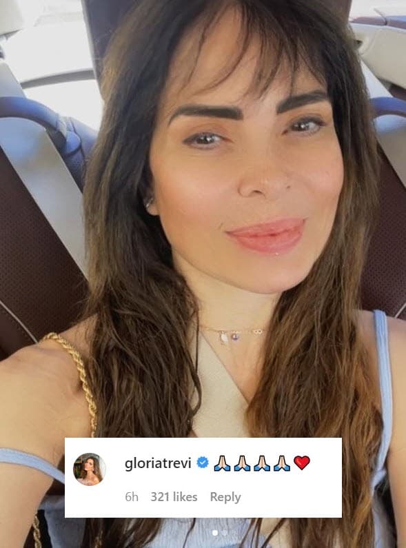 <b>Gloria Trevi</b> reaccionó con emoticonos de oración y un corazón rojo.