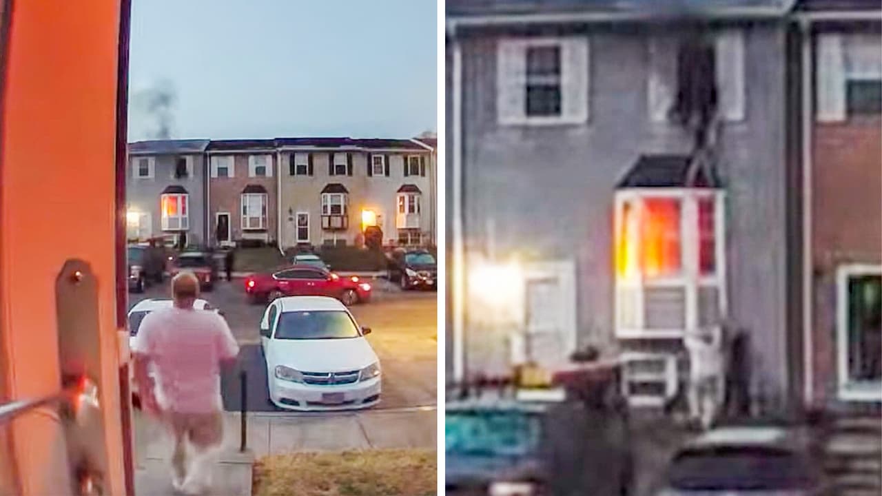 Captan rescate de una madre y sus dos hijos atrapados en un incendio residencial en Baltimore