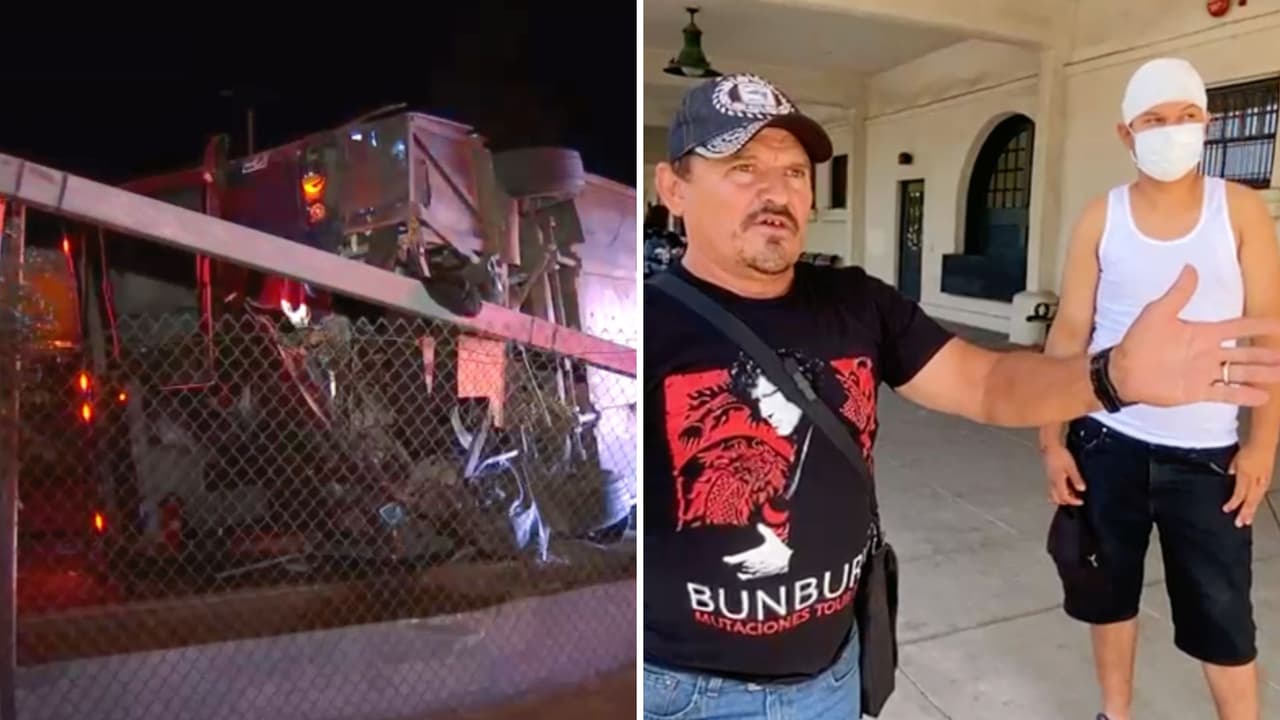 Accidente de autobús deja 21 personas heridas en la Autopista 99, cerca de Tulare 