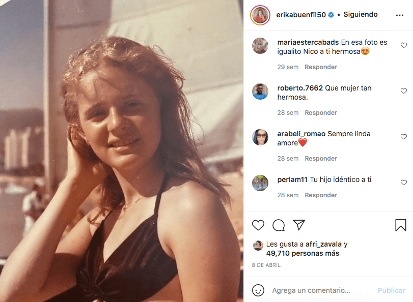 Varias de sus fotos de los inicios de su adolescencia también reciben mucho amor de sus followers, quienes constantemente sugieren que Erika de joven se parece muchísimo a su hijo Nicolás.