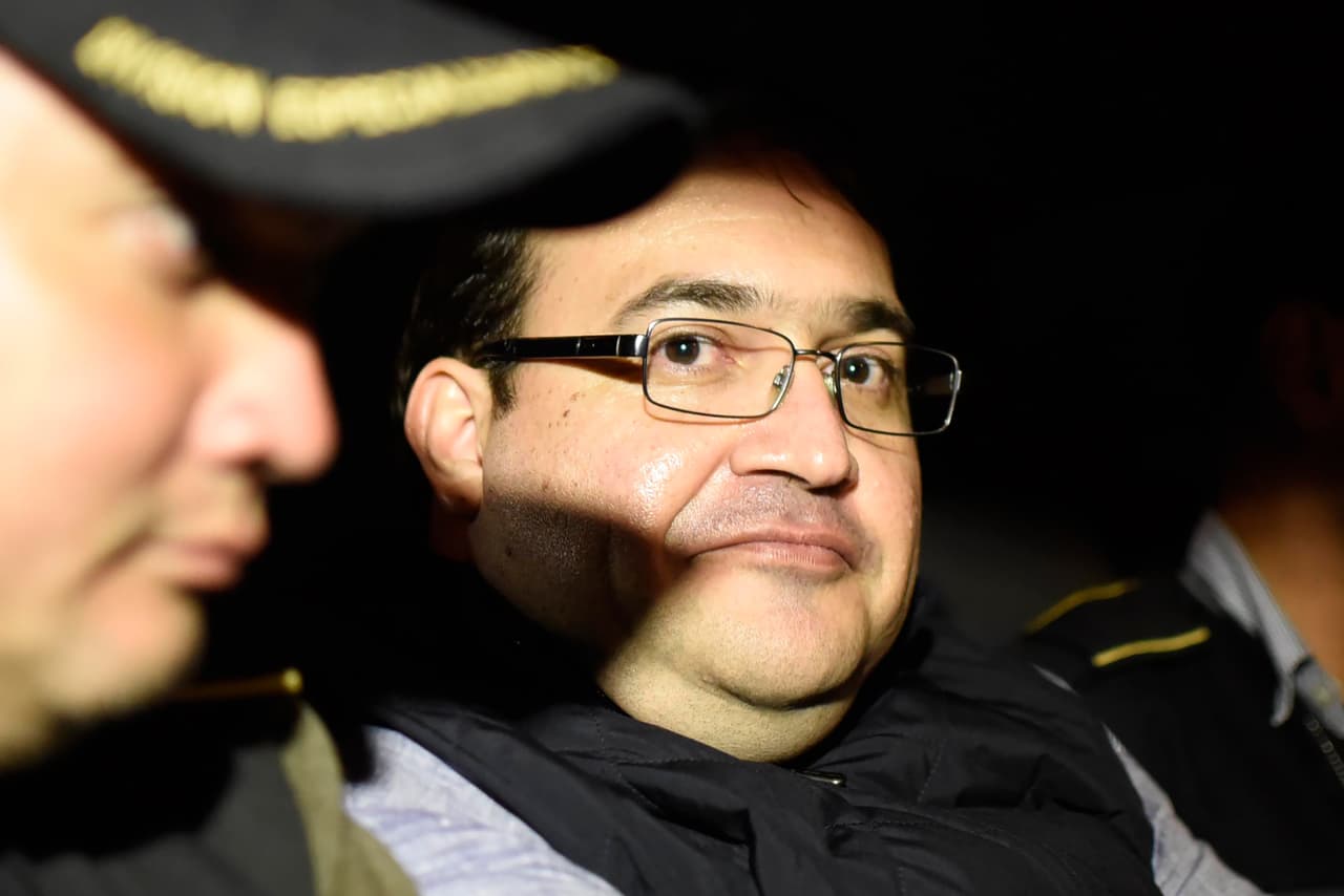 Javier Duarte after his arrival at a military base in Guatemala City.