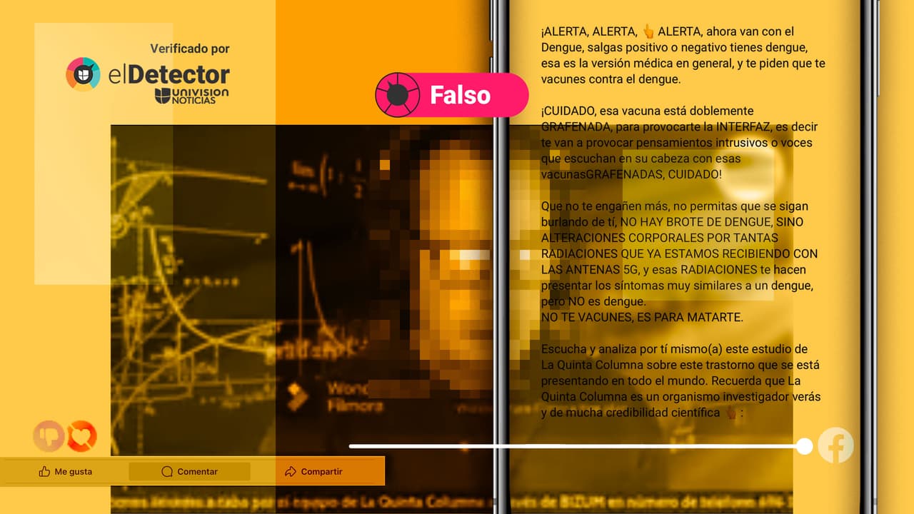 Es falso que la vacuna contra el dengue contenga grafeno, como afirman en redes sociales 