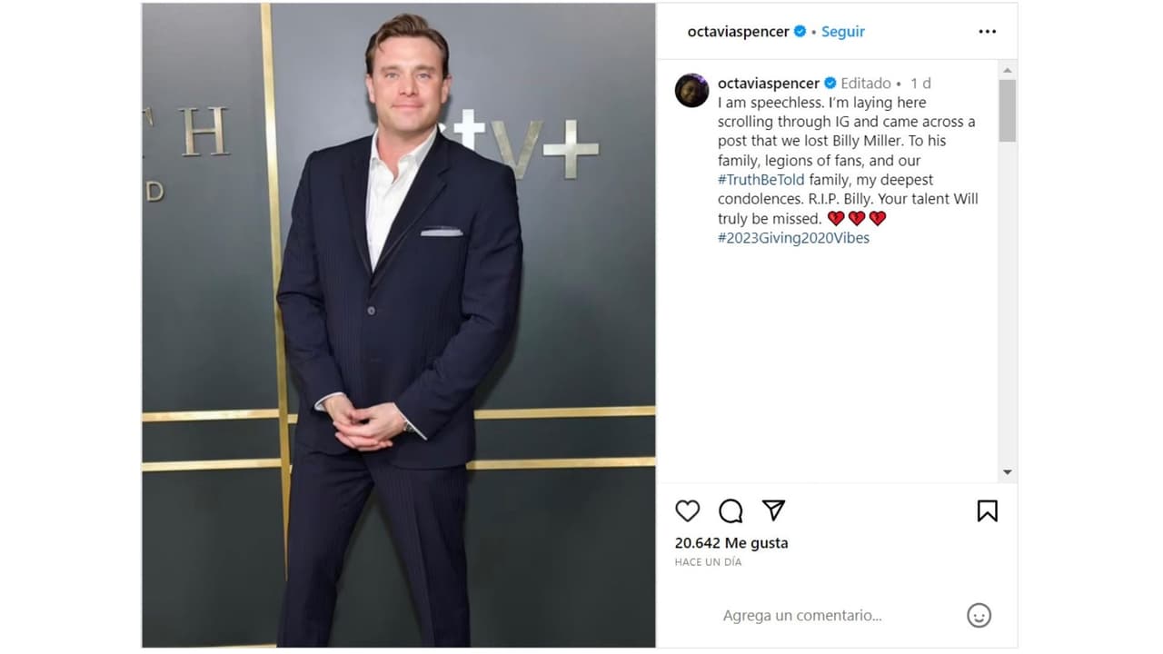 Octavia Spencer lanzó un mensaje por la muerte de Billy Miller.
