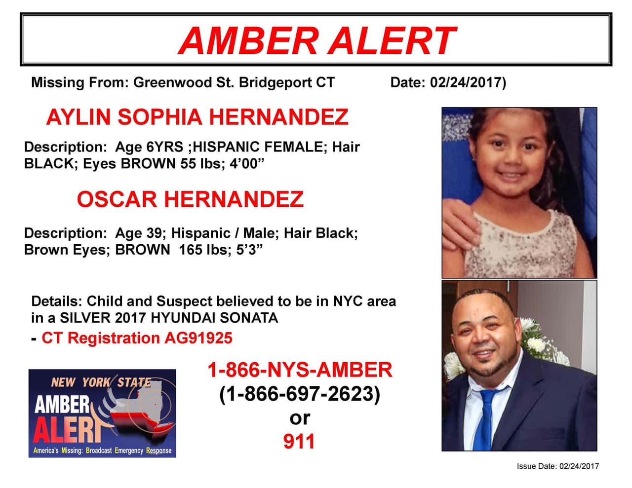 Autoridades hallan a una niña hispana de Connecticut por la que activaron la alerta Amber