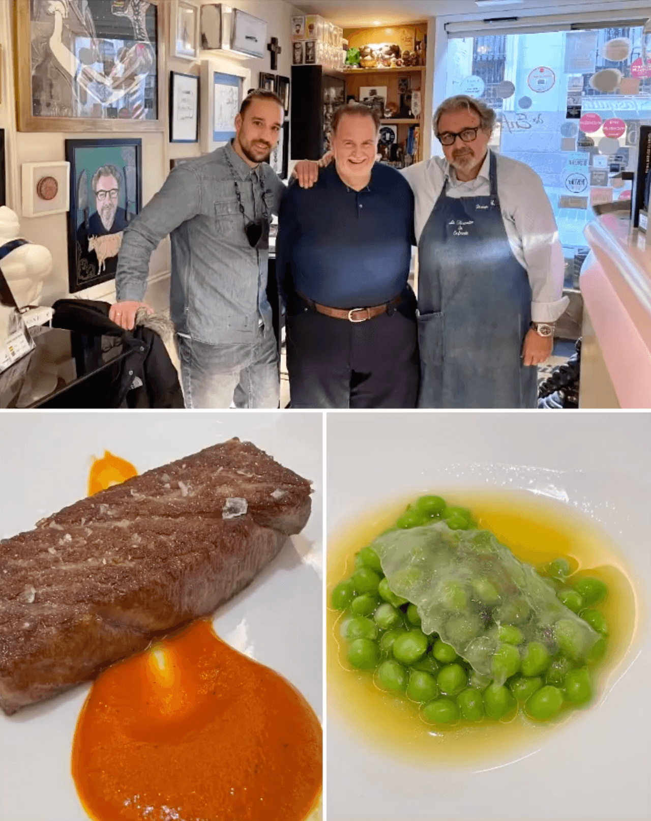 A su llegada a Madrid, visitó el restaurante
<b>La Tasquita de Enfrente,</b> un lugar al que cataloga como "de sus favoritos en España", en el que también se fotografió con el chef Juanjo.