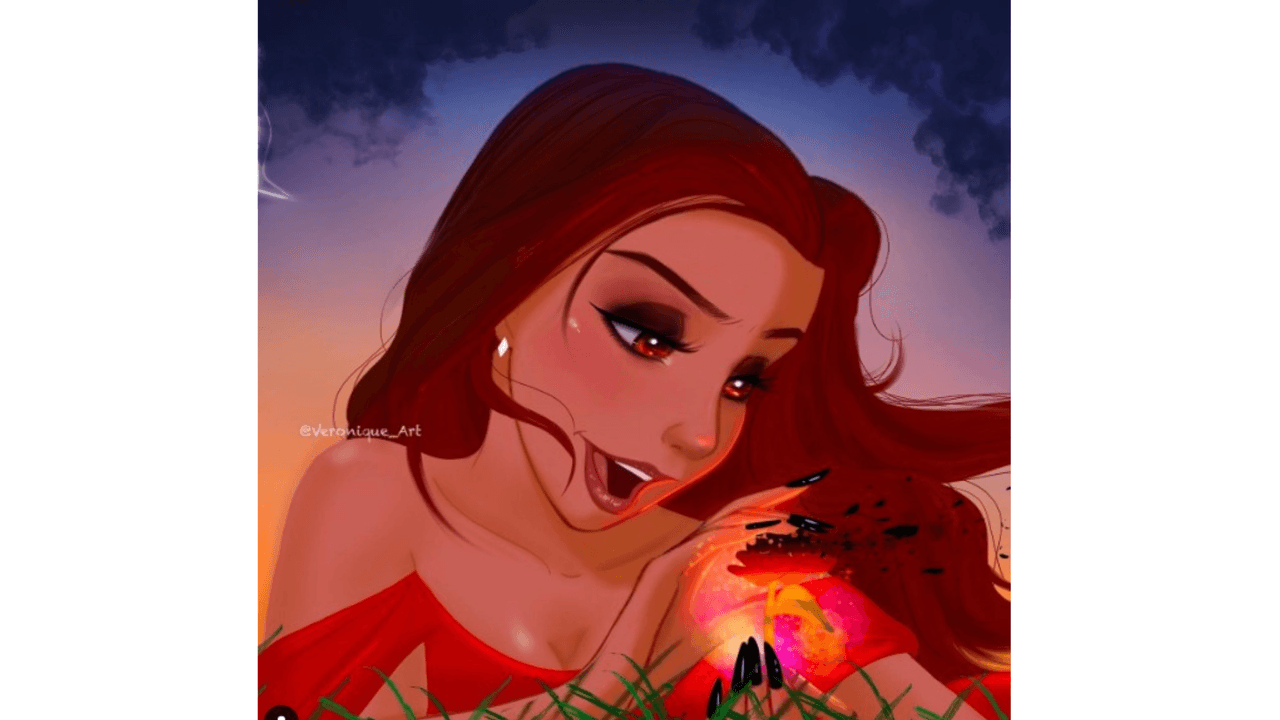 La princesa 
<b>Bella</b>, una de las pocas princesas que no desciende de la realeza y que se caracteriza por vestir dentro de la aldea un bello y sencillo atuendo color azul, nos sorprendió con unas preciosas uñas negras y un vestido rojo que resalta sus ojos cafés.