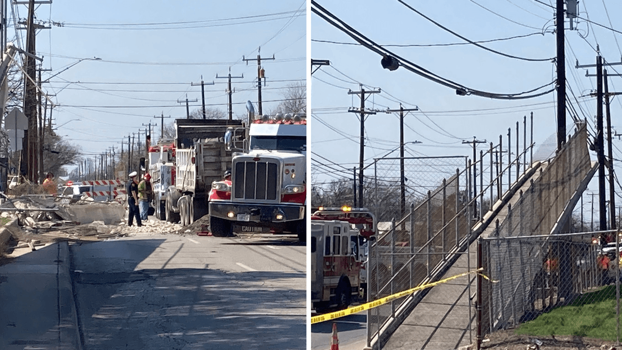 Así fue como quedó el puente derribado en el oeste de San Antonio.