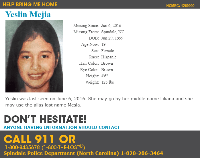 Niños y Adolescentes hispanos extraviados en Carolina del Norte