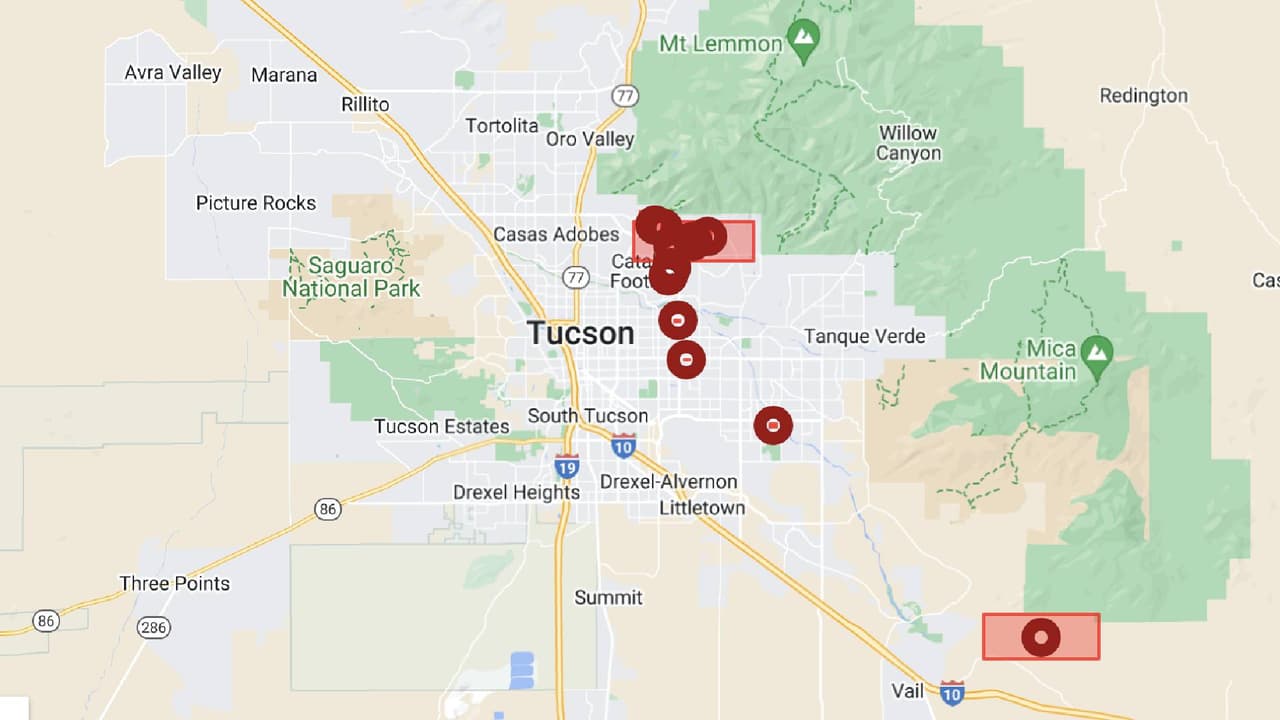 Cientos de personas siguen sin electricidad al este de Tucson