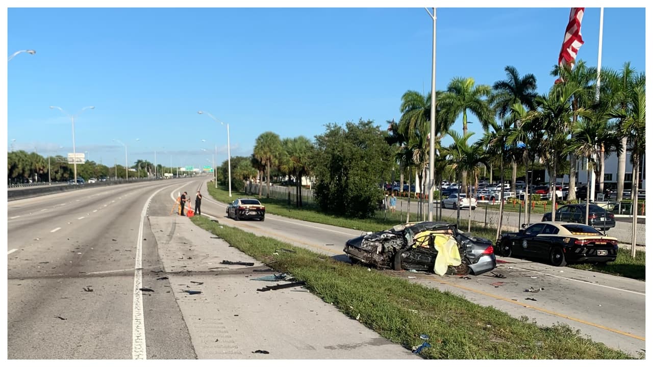 Mueren 5 personas en accidente en la autopista Palmetto que involucra un auto en contravía