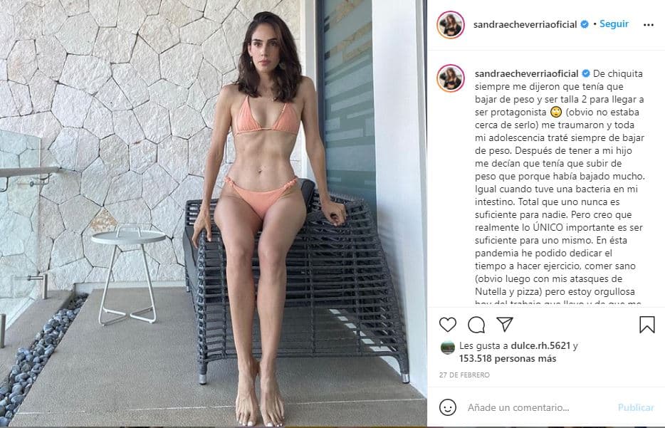 "De chiquita siempre me dijeron que tenía que bajar de peso y ser talla 2 para llegar a ser protagonista... Después de tener a mi hijo me decían que tenía que subir de peso. Total que uno nunca es suficiente para nadie", reclamó.
