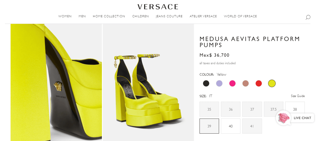 Según señala la página oficial de la marca de lujo, el precio del calzado es de aproximadamente 1,854 dólares.