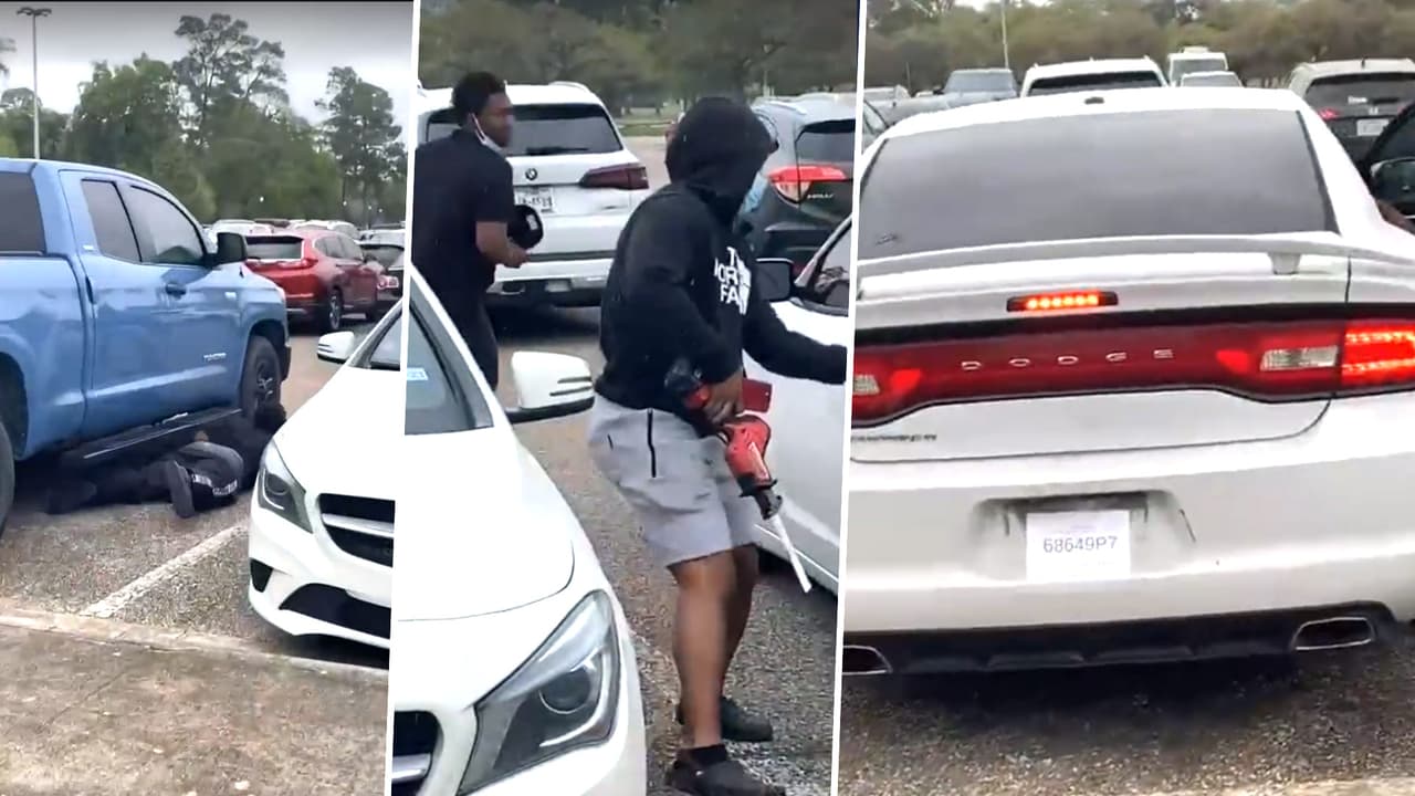 Hispana se percata del robo de catalizadores, empieza a grabar a los ladrones y los obliga a dejar el botín 