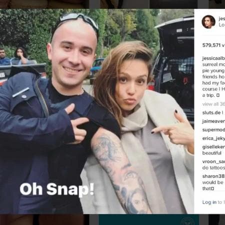 El curioso encuentro de Jessica Alba con un policía que se tatuó su rostro en el brazo