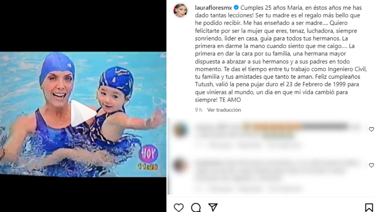 Laura Flores dedica emotivo mensaje de cumpleaños a su hija María.