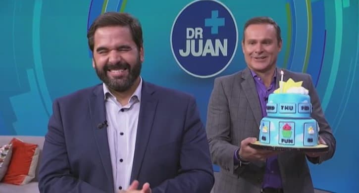 Por segundo año consecutivo celebramos con él una nueva vuelta al sol. El pastel con temática del clima fue una gran sorpresa para el presentador del tiempo.