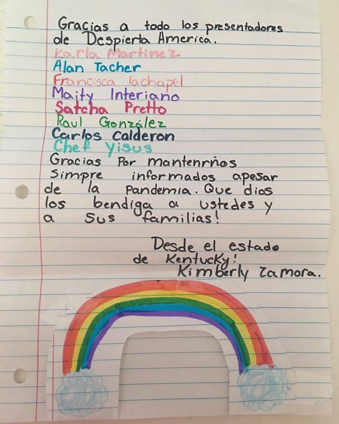 El alimento para el alma siempre llega. Como esta hermosa cartita, que nos dio todavía más impulso para seguir cerca de ti informándote, en medio de una situación sin duda adversa, pero de la cual todos saldremos juntos.