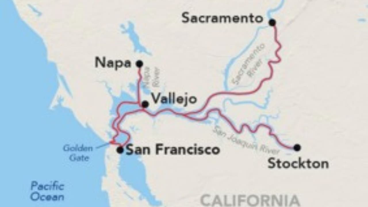 Ruta propuesta para los viajes por los ríos del norte de California.