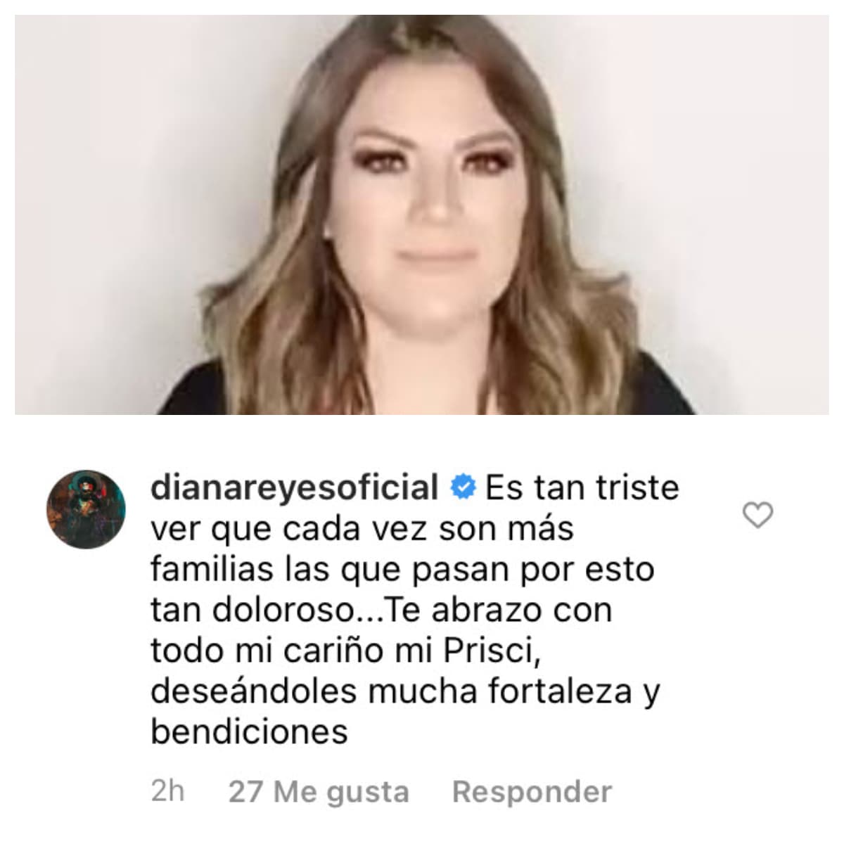 Su colega Diana Reyes le manifestó condolencias y expresó la tristeza de que "cada vez son más familias las que pasan por esto tan doloroso".