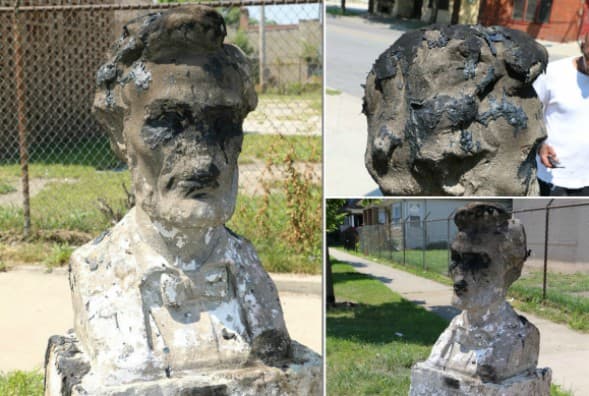 Vuelven a vandalizar busto de Abraham Lincoln en Chicago 
