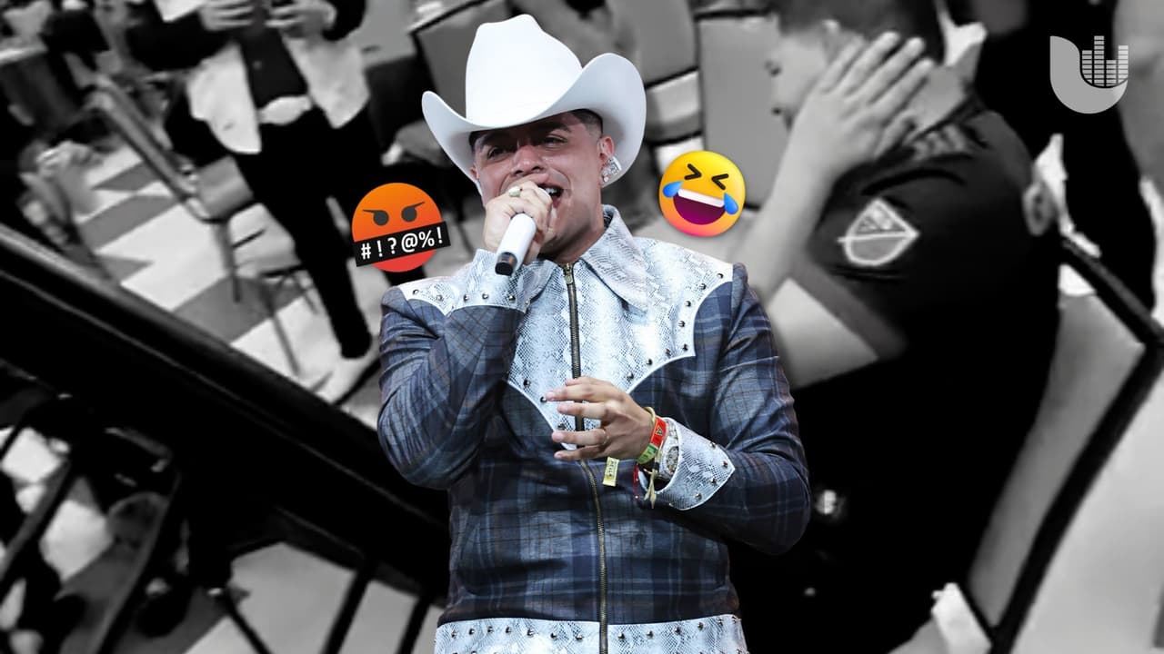 Eduin Caz se toma unos tragos, le avienta una mesa a sus compañeros de Grupo Firme y el internet explota