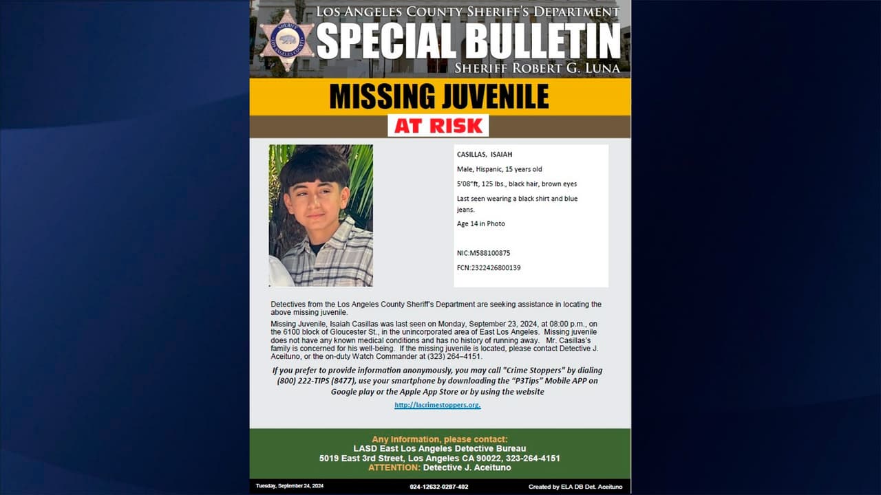 El menor fue visto por última vez el lunes 23 de septiembre.