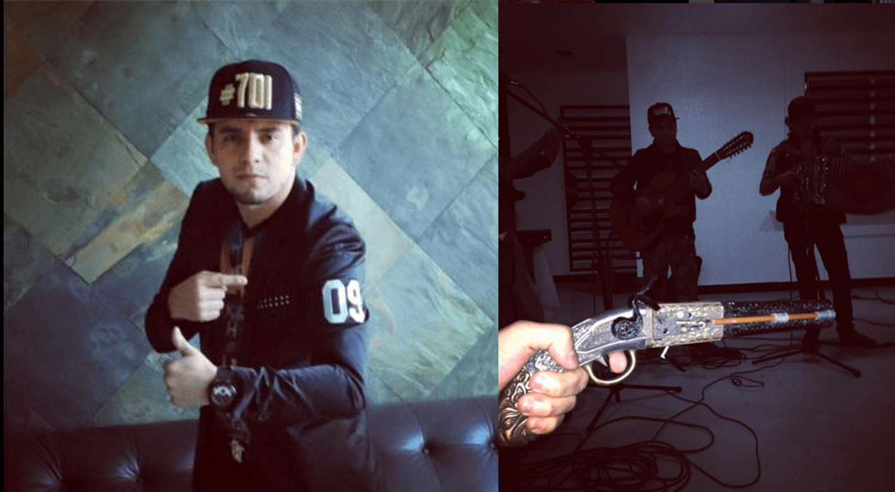 El cantante de narcocorridos, Naín Álvarez Cárdenas, fue asesinado la madrugada del 27 de diciembre de 2015 en Culiacán, Sinaloa. Antes de morir publicó imágenes de armas de diferente calibre.