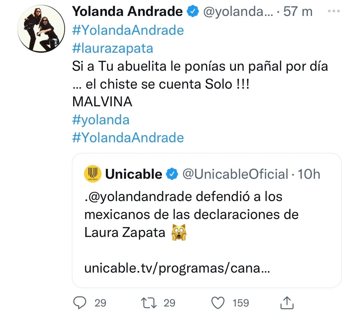 <b>"A tu abuelita le ponías un pañal por día"</b>, acusó y llamó "Malvina" a su colega, haciendo referencia al malvado personaje que interpretó en 
<b>María Mercedes. </b>
<br>