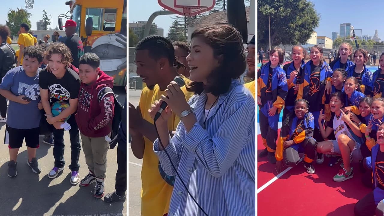 Zendaya y Tom Holland visitan escuela en Oakland: conviven con estudiantes y promueven el deporte