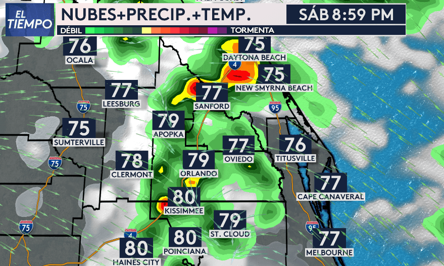Estas tormentas aisladas pueden llegar a intensificarse en horas de la noche, dejando pequeños granizos y vientos de hasta 65 mph.