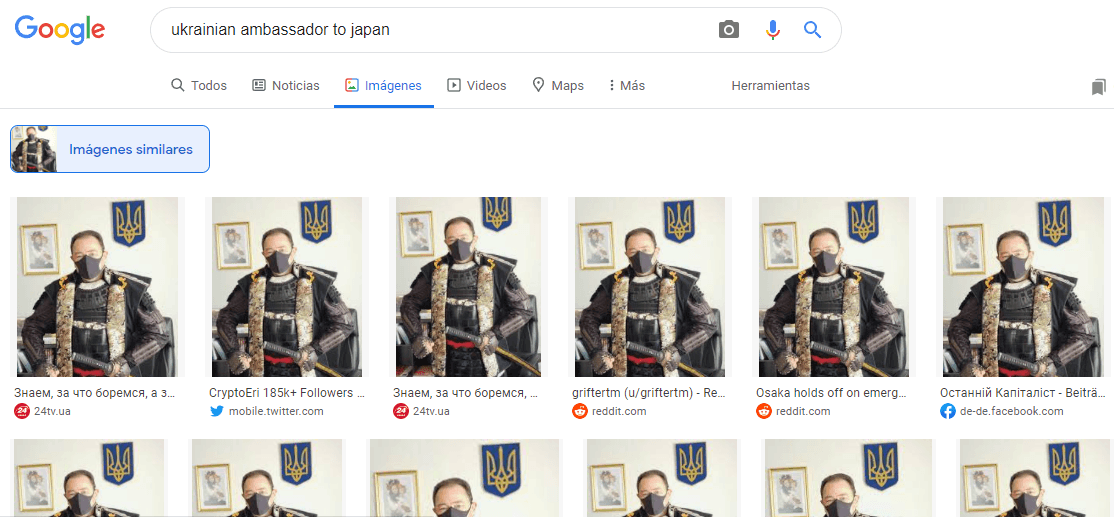 Captura de pantalla tomada de la búsqueda inversa de imágenes de Google el 24 de febrero de 2022.