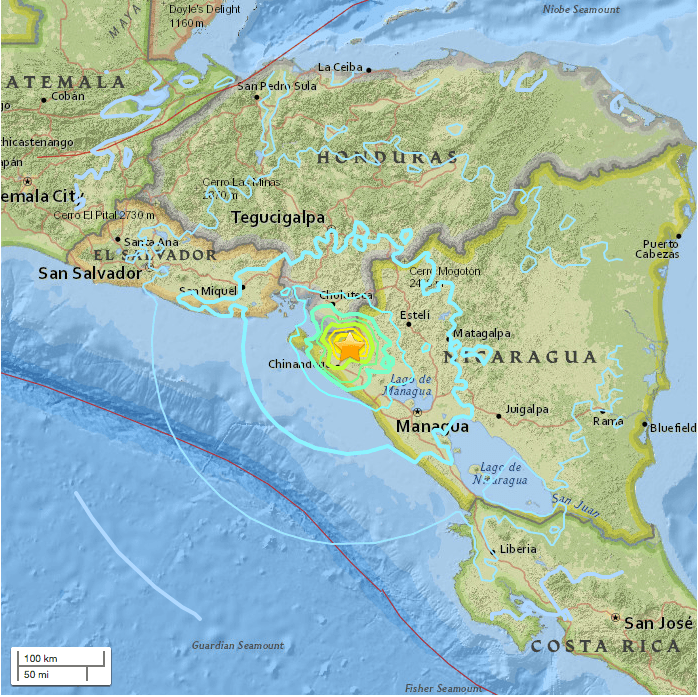 Terremoto de 6.1 de magnitud sacude el occidente de Nicaragua