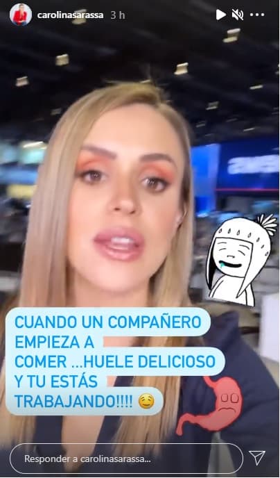 También los antojos ya se hacen presentes y en sus historias de Instagram narró el momento en el que un compañero de trabajo destapó su bandeja de comida y lo delicioso que olía el lechón que llevó para la comida.