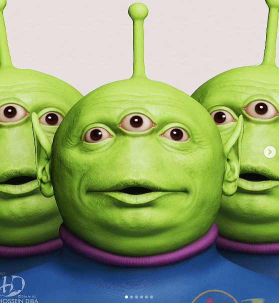 Diba los representó con sus largas y puntiagudas orejas, tres ojos, una antena en el centro superior de la cabeza y su traje espacial azul. “Magnífica tu versión”, “Increíbles, pero perturbadores” y “Queremos ver más” son sólo algunos de los comentarios que usuarios de Internet dejaron en la ilustración.