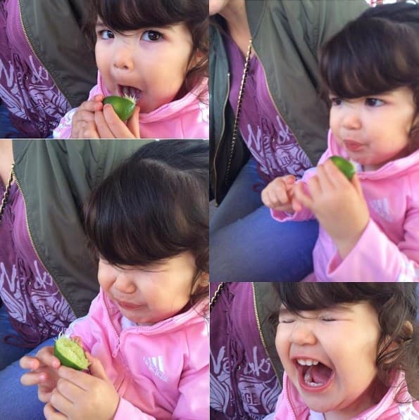 La primera vez que probó un limón fue toda una experiencia para la pequeña Giulietta.