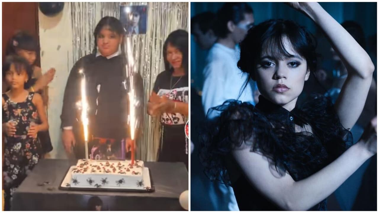 Joven celebra cumpleaños con fiesta temática de 'Merlina' y conquista TikTok: "No se ve feliz"