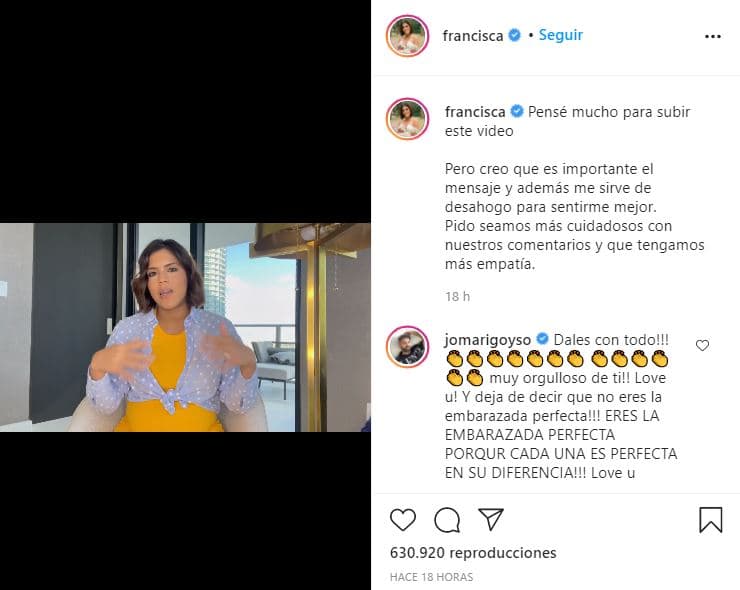Este lunes 5 de abril, Francisca 
<b><a href="https://www.univision.com/shows/despierta-america/el-valiente-mensaje-de-francisca-a-los-haters-que-critican-su-look-de-embarazada-video">publicó un video para enviar un valiente mensaje para sus 'haters',</a></b> quienes la han criticado durante su etapa de embarazo.