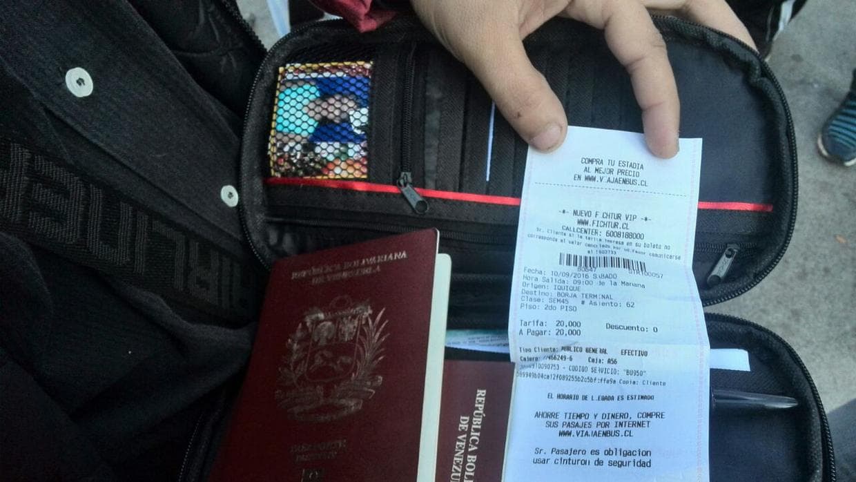 A receipt for the last ticket in the route to Santiago, Chile.