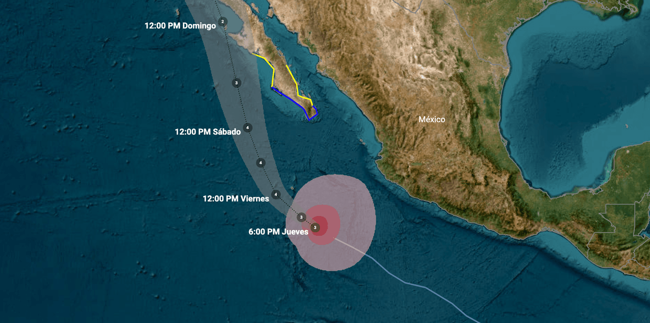 En vivo: Sigue aquí la trayectoria actualizada del huracán Hilary que amenaza las costas de México y California