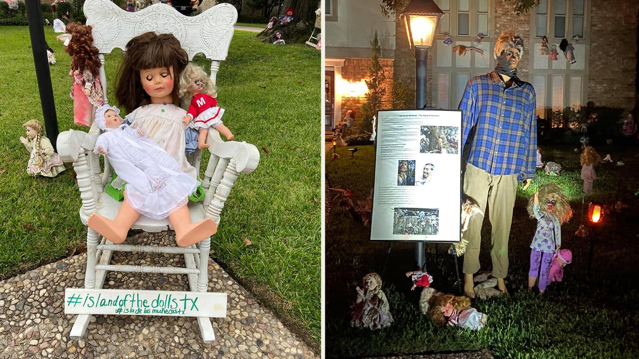 Familia texana recrea la “Isla de las muñecas de Xochimilco” para Halloween