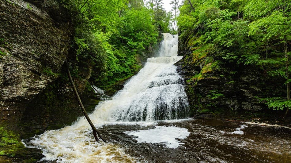 <b><a href="https://www.nps.gov/dewa/planyourvisit/dingmans-creek-trail.htm" target="_blank">Dingmans Falls</a>: </b>Dingmans Falls, también ubicada en el Área de Recreación Nacional Delaware Water Gap, está catalogada como la segunda cascada más alta de Pensilvania. De fácil acceso a través de un paseo peatonal, la corta caminata lleva también hasta Dingmans Falls también lo lleva justo después de Silverthread Falls.