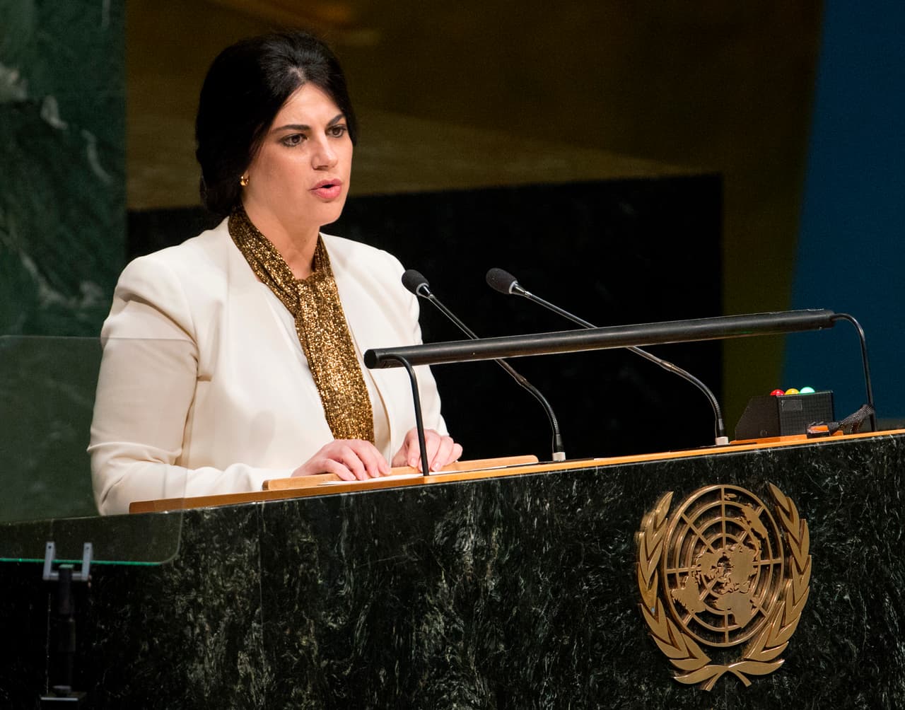 Mary Elizabeth Flores, Permanent Representative of Honduras to the United Nations, addresses the 70th session of the United Nations General Assembly at U.N. headquarters on Friday, Oct. 2, 2015. (AP Photo/Craig Ruttle)