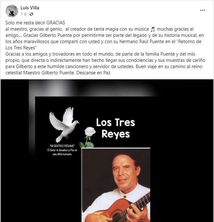 Luis Villa, excompañero de Gilberto Puente, lo despide.