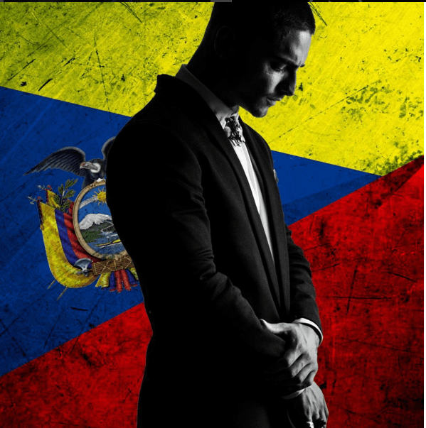Maluma subió una emotiva imagen en la que tiene la bandera de Ecuador en la parte de atrás.