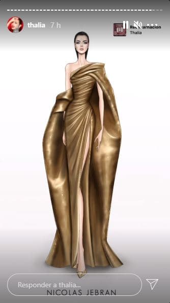Para su tercera aparición frente a las pantallas, Thalía utilizó un dramático vestido que recordó al que llevó JLo a los Golden Globes 2020, por el enorme moño que su diseño incluía.