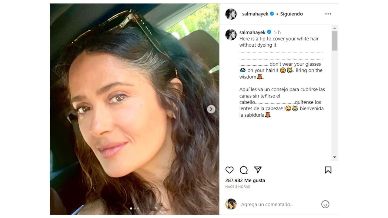 Salma Hayek da consejo para ocultar las canas.