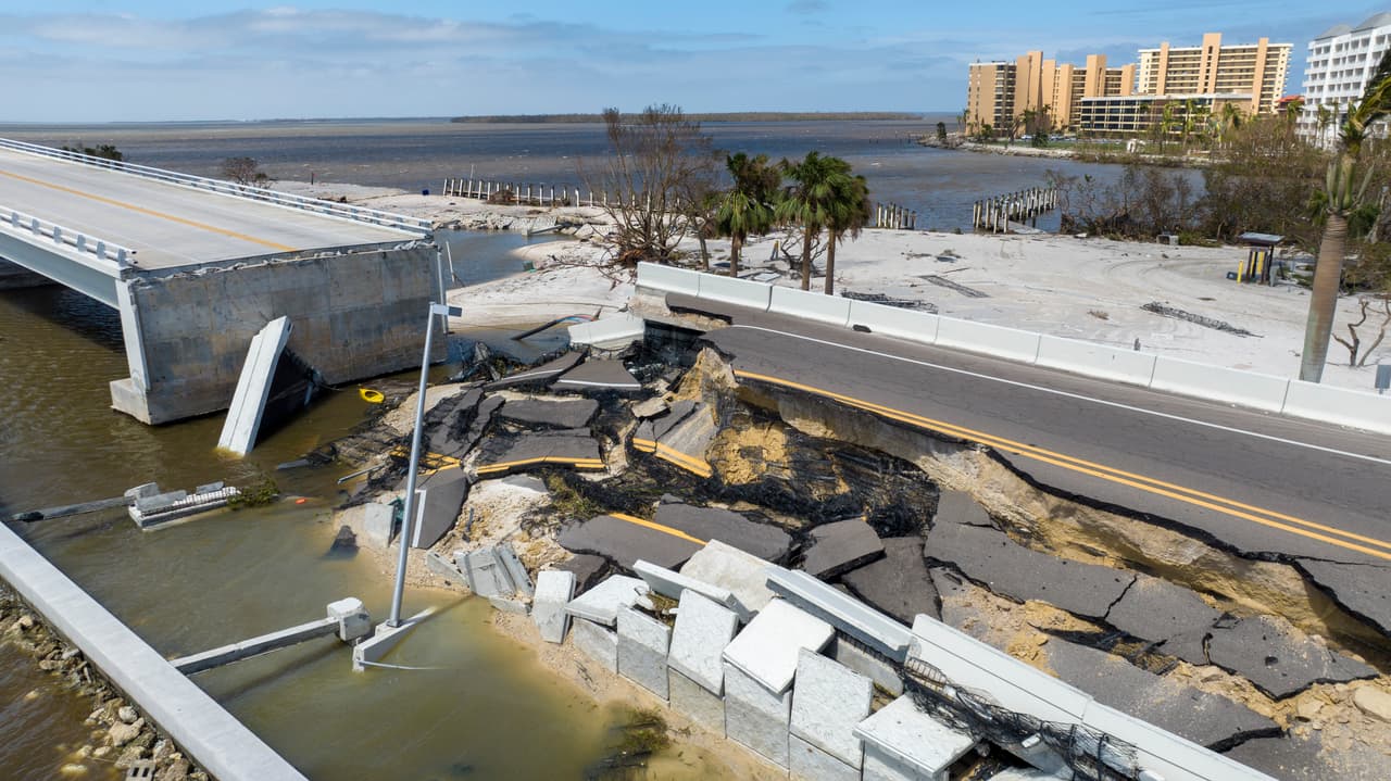 A section of the Sanibel Causeway was lost due to the effects of Hurricane Ian Thursday, Sept. 29, 2022, in Fort Myers, Fla.