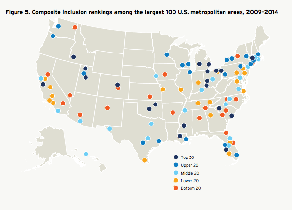 Inclusión en las cien áreas metropolitanas más grandes de EEUU (progreso entre 2009 y 2014).
