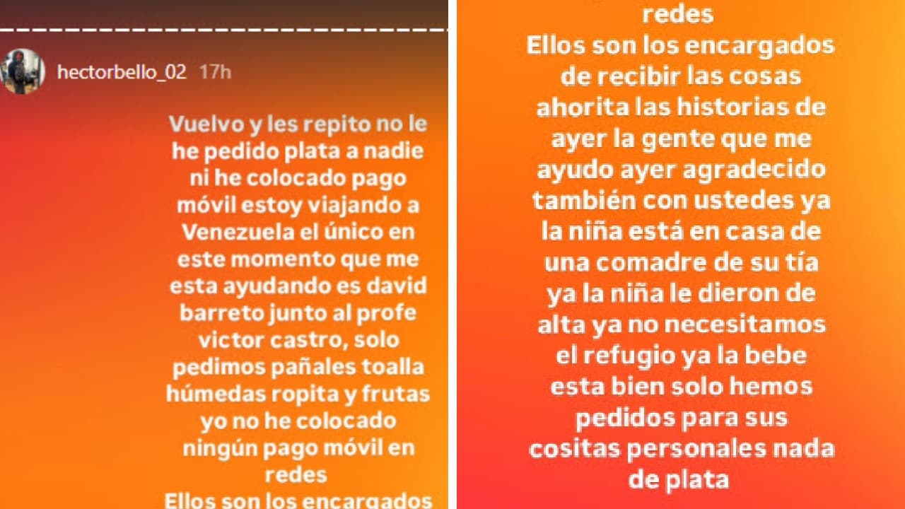 Héctor Bello informa sobre su hija.